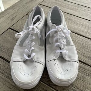 Vans SK-8 Low White Reflective Leather Sneakers Mens Size 11.5
